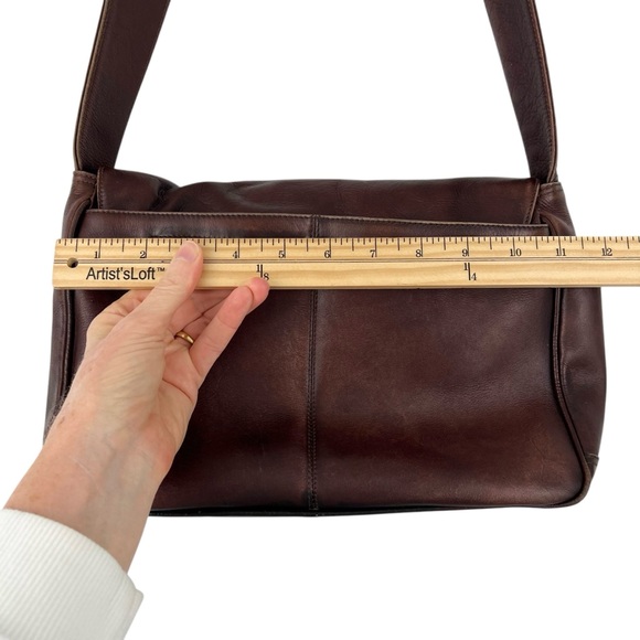 Vintage American Angel Leather Shoulder Bag Brown Flap - Picture 8 of 16